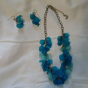 Necklace and Earring Set-blue/light blue